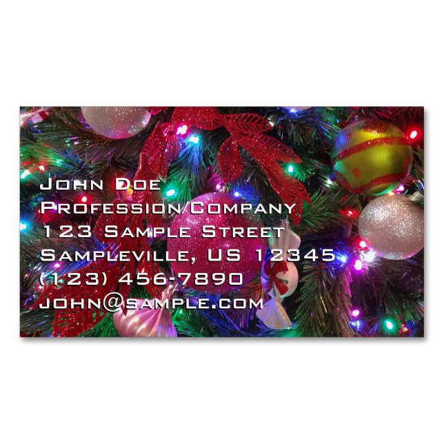 Multifärgad Julgran färgad Helgdag Magnetiska Visitkort (Framsida)