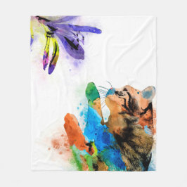 Multifärgad Katt 610-blomma Fleecefilt