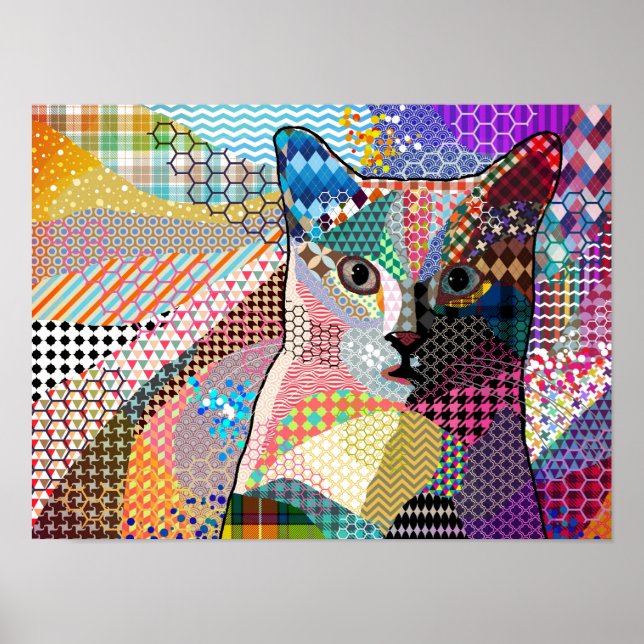 Multifärgad Katt 676 Mönster Poster (Framsidan)