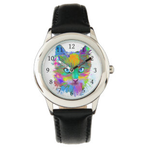 Multifärgad Katt 688 Armbandsur