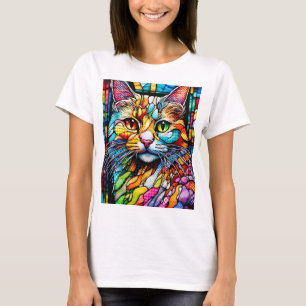 Multifärgad Katt 708 Mönster T Shirt