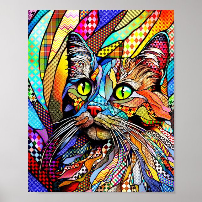 Multifärgad Katt 711 mönster Poster (Framsidan)