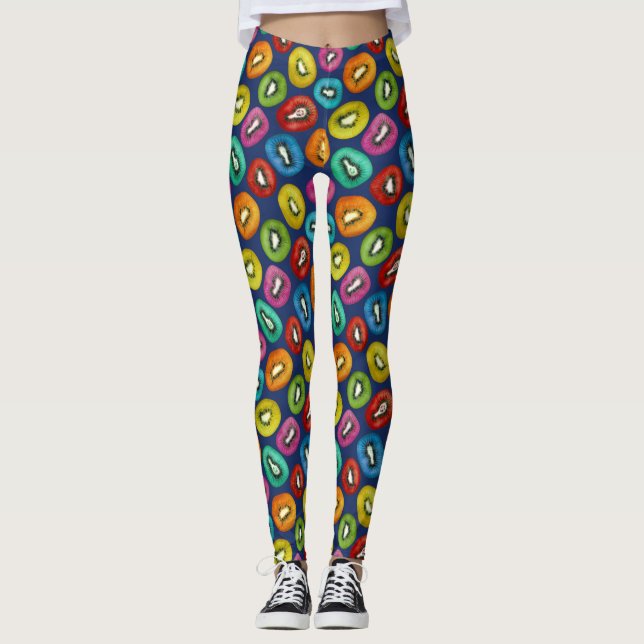 Multifärgad Kiwi Mönster Leggings (Framsida)
