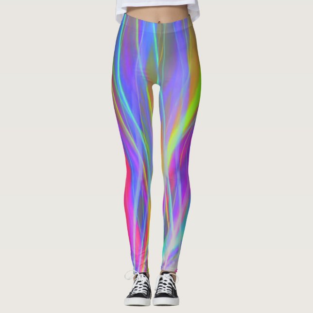 Multifärgad Leggings Lila Blue Gult, ställ dig ut (Framsida)