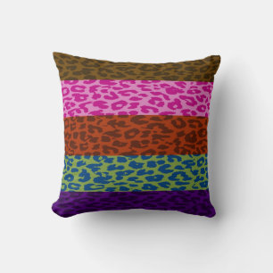 Multifärgad Leopard Print Skin Rand Mönster 4 Kudde