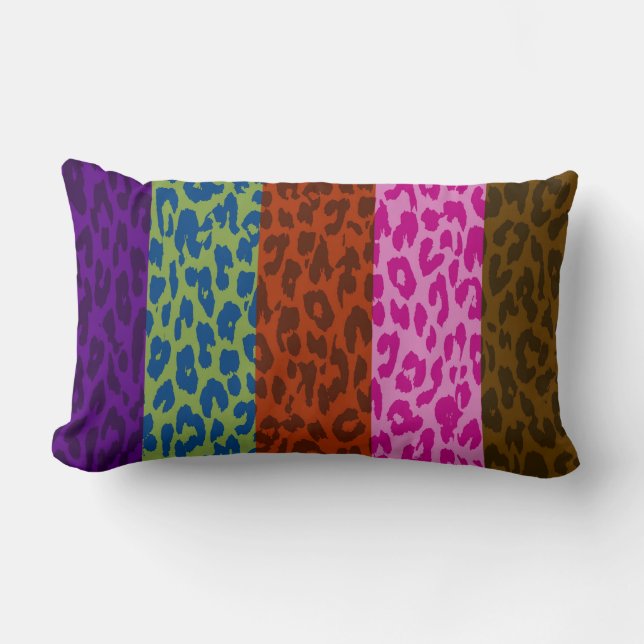 Multifärgad Leopard Print Skin Rand Mönster 8 Lumbarkudde (Framsida)