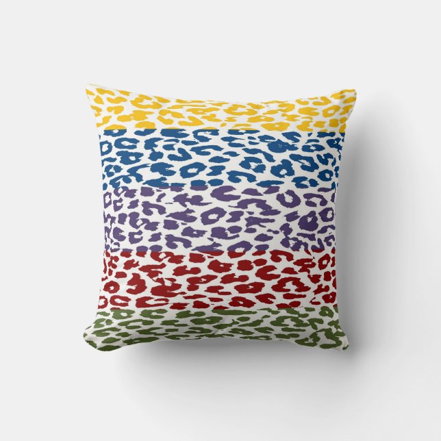Multifärgad Leopard Print Skin Rand Mönster Kudde (Framsida)