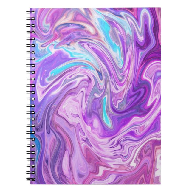 Multifärgad Lila Marble Spiral Notebook Anteckningsbok (Framsidan)