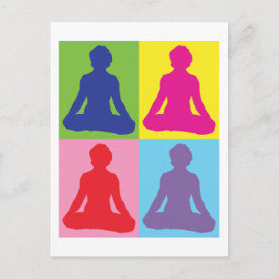 Multifärgad Lotus Pose Yoga Vykort