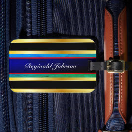 Multifärgad med Namn på Blue Black och Guld Rand Bagagebricka
