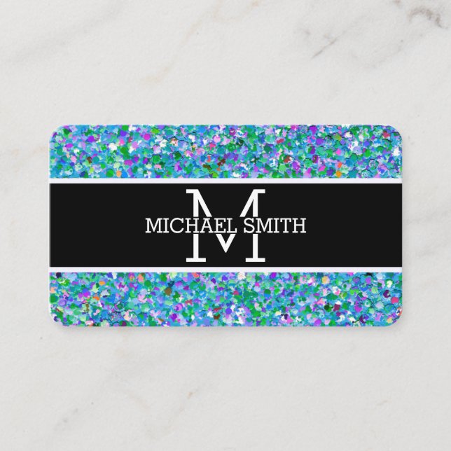 Multifärgad Modern Grit Glitter Monogram #8 Visitkort (Framsida)