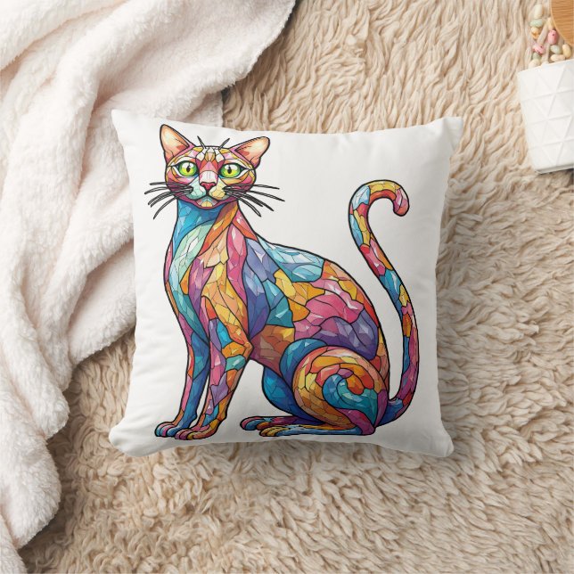 Multifärgad Mosaic lustig Cat 756 Kudde (Filt)