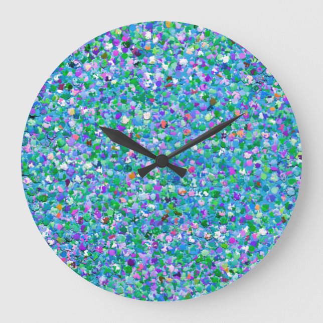 Multifärgad Mosaic Modern Grit Glitter #2 Stor Klocka (Framsida)