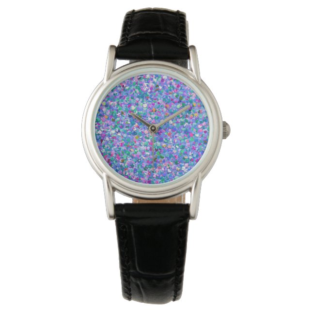Multifärgad Mosaic Modern Grit Glitter Armbandsur (Framsida)