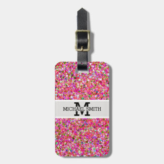 Multifärgad Mosaic Modern Grit Glitter Monogram #4 Bagagebricka