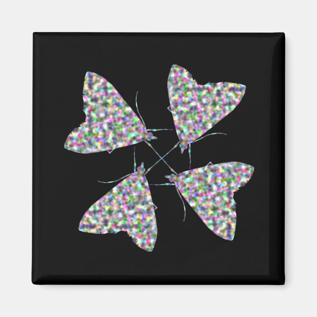 Multifärgad Moth Art Magnet (Framsidan)