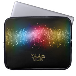 Multifärgad Musik noter och eget namn Laptop Fodral
