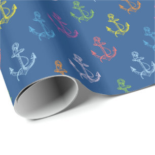 Multifärgad Nautical Boat Anchors Mönster Presentpapper