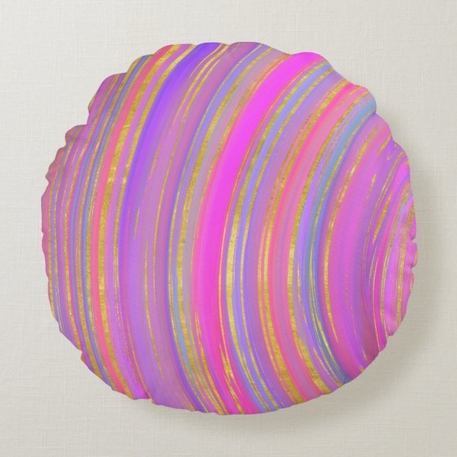 Multifärgad och Guld Rund Kudde (Framsidan)