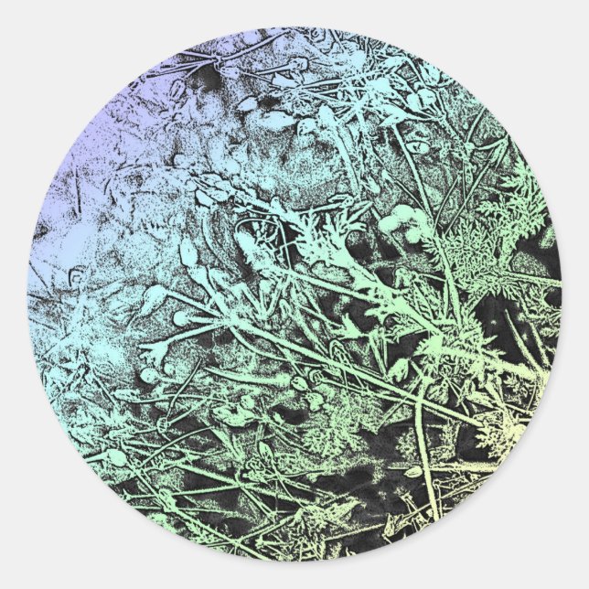 Multifärgad Ogräs Runt Klistermärke (Framsida)