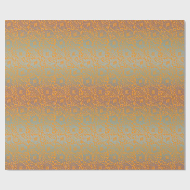 Multifärgad Orange Medieval Unik Blommigt Ornament Presentpapper (Platt)