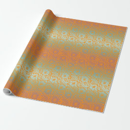 Multifärgad Orange Medieval Unik Blommigt Ornament Presentpapper
