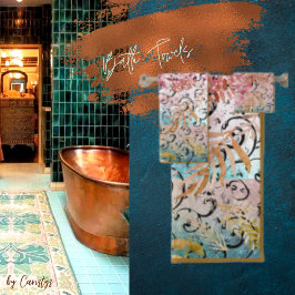 Multifärgad Ornate Swirls Watercolor Background