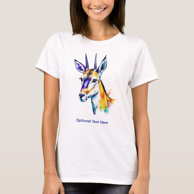 Multifärgad Paint Drip Watercolor Gazelle T Shirt (Framsida)