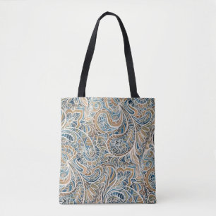 Multifärgad Paisley Hand-Drawn Print Tygkasse