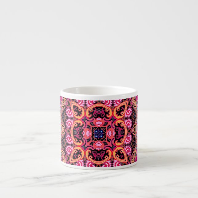 Multifärgad paisley, sjalabildsdesign espressomugg (Framsidan)