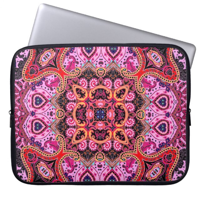 Multifärgad paisley, sjalabildsdesign laptop fodral (Framsidan)