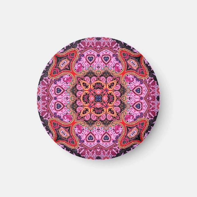 Multifärgad paisley, sjalabildsdesign magnet (Framsidan)
