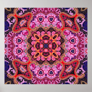 Multifärgad paisley, sjalabildsdesign poster