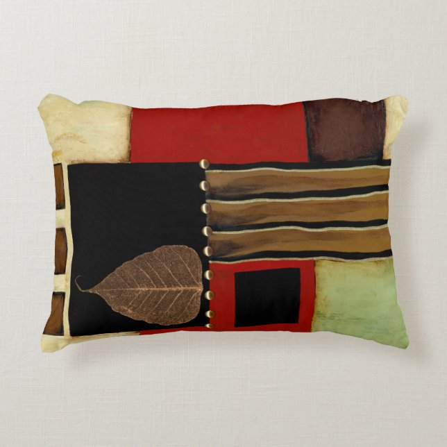 Multifärgad panelfärg med brun Löv Prydnadskudde (Framsidan)