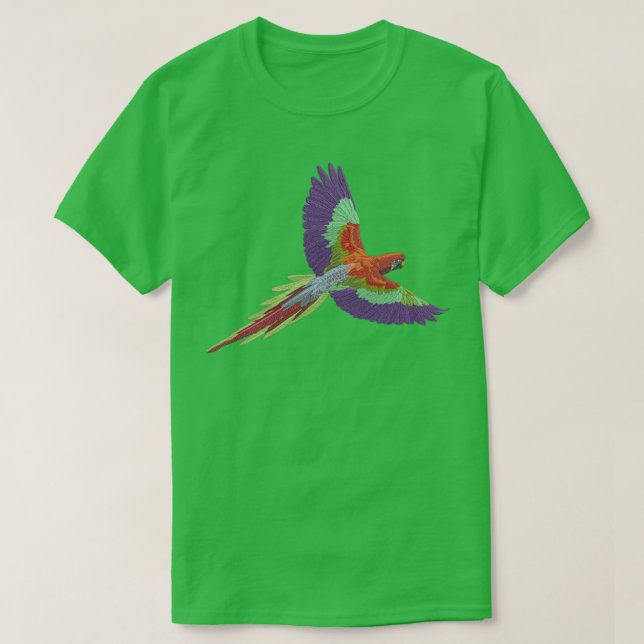 Multifärgad Parrot Embroidery T Shirt (Design framsida)