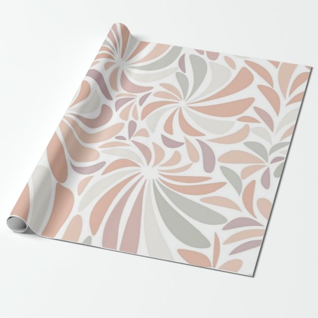 Multifärgad Pastel Abstrakt Blommigt Botaniskt Presentpapper (Utrullad)