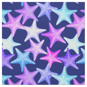 Multifärgad Pastel Starfish Nautical Summer Beach Tyg