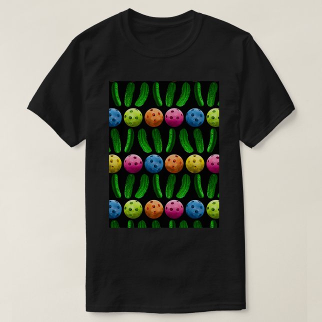 Multifärgad Pickleball Pickles Mönster T Shirt (Design framsida)