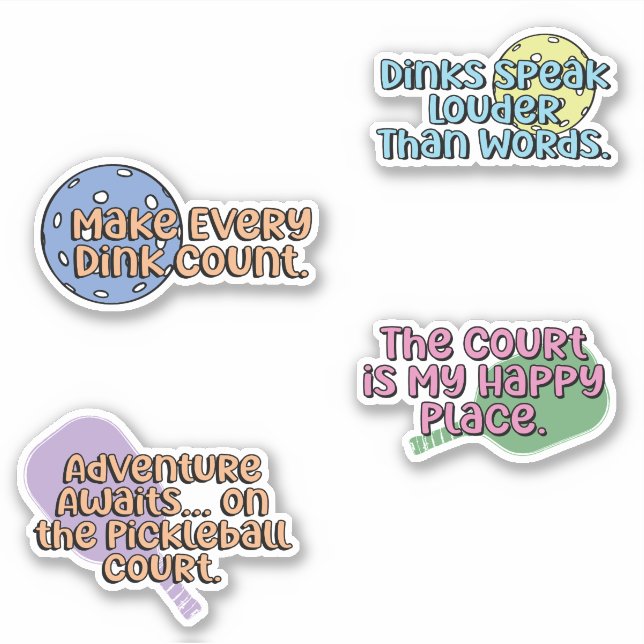 Multifärgad Pickleball Player-etikettpaket Klistermärken (Framsida)