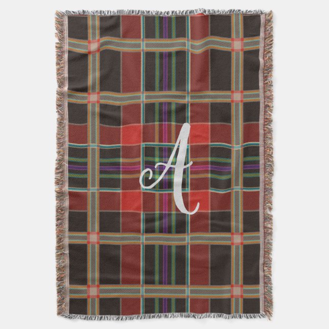 Multifärgad Play (Tartan) Monogram, Namn Anpassnin Filt (Framsidan Vertikal)