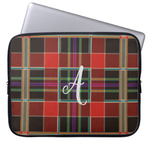 Multifärgad Play (Tartan) Monogram, Namn Anpassnin Laptop Fodral