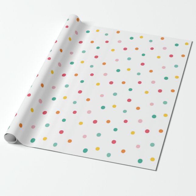 Multifärgad Polka dots Presentpapper (Utrullad)