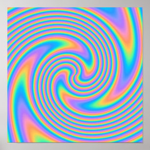 Multifärgad Psychedelic Twist Swirl Mönster. Poster