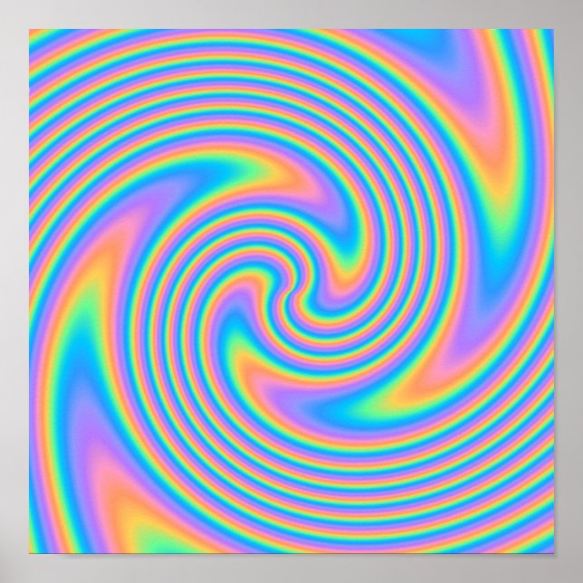 Multifärgad Psychedelic Twist Swirl Mönster. Poster (Framsidan)