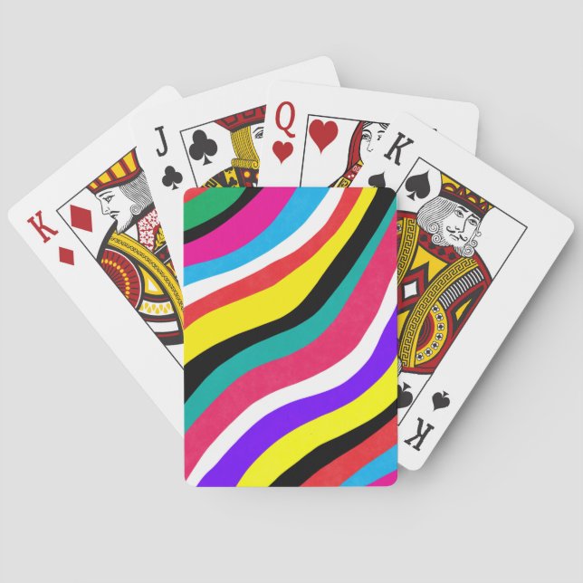 Multifärgad Psychedelic Vågigt Rand Casinokort (Baksidan)