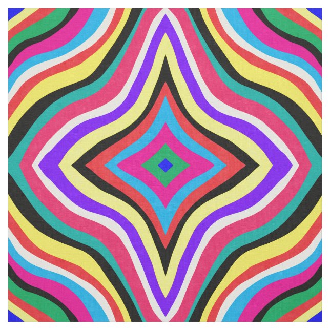 Multifärgad Psychedelic Vågigt stripe-bussar Tyg (Provkarta)