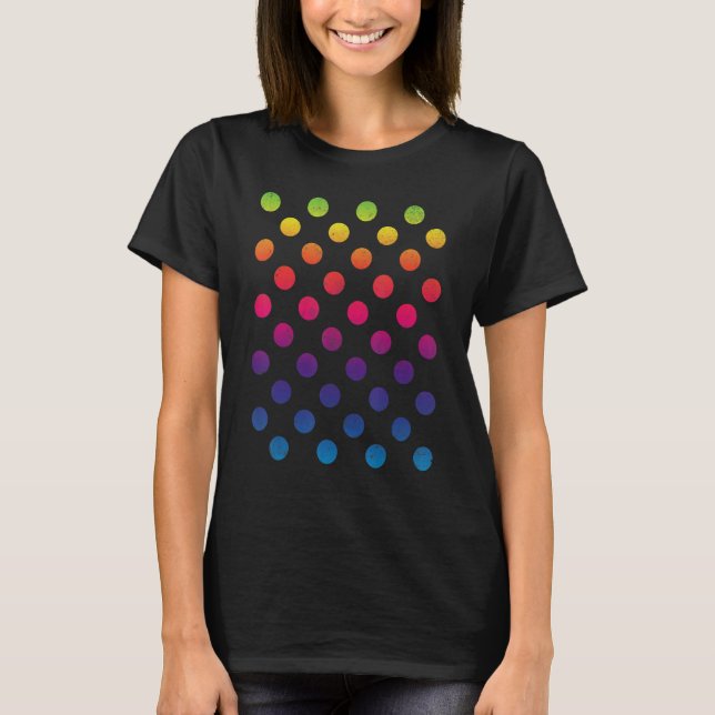 Multifärgad Rainbow Polka Dot Internationell Dot D T Shirt (Framsida)