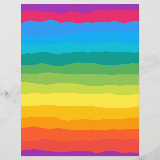 Multifärgad Rainbow Wiggly Rand Scrapbook Papper (Framsida)