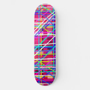 Multifärgad rand block mini skateboard bräda 18,7 cm