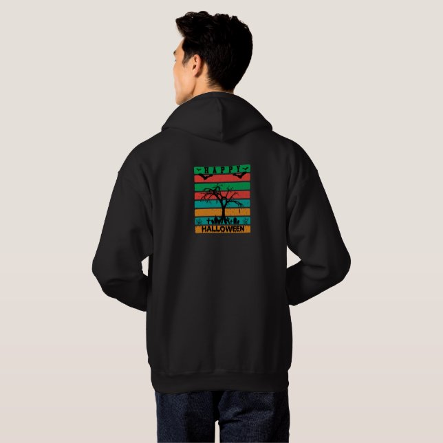 Multifärgad Rand kyrkogård med Fladdermöss och Trä Hoodie (Hel baksida)